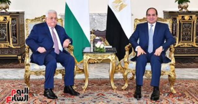 الرئيس عبد الفتاح السيسي ونظيره الفلسطينى بالاتحادية